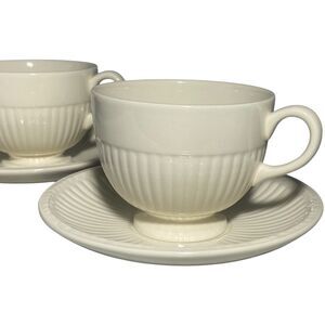 Vintage Wedgwood Etruria & Barlaston Edme 2 Cream Tea Cups With Saucers England